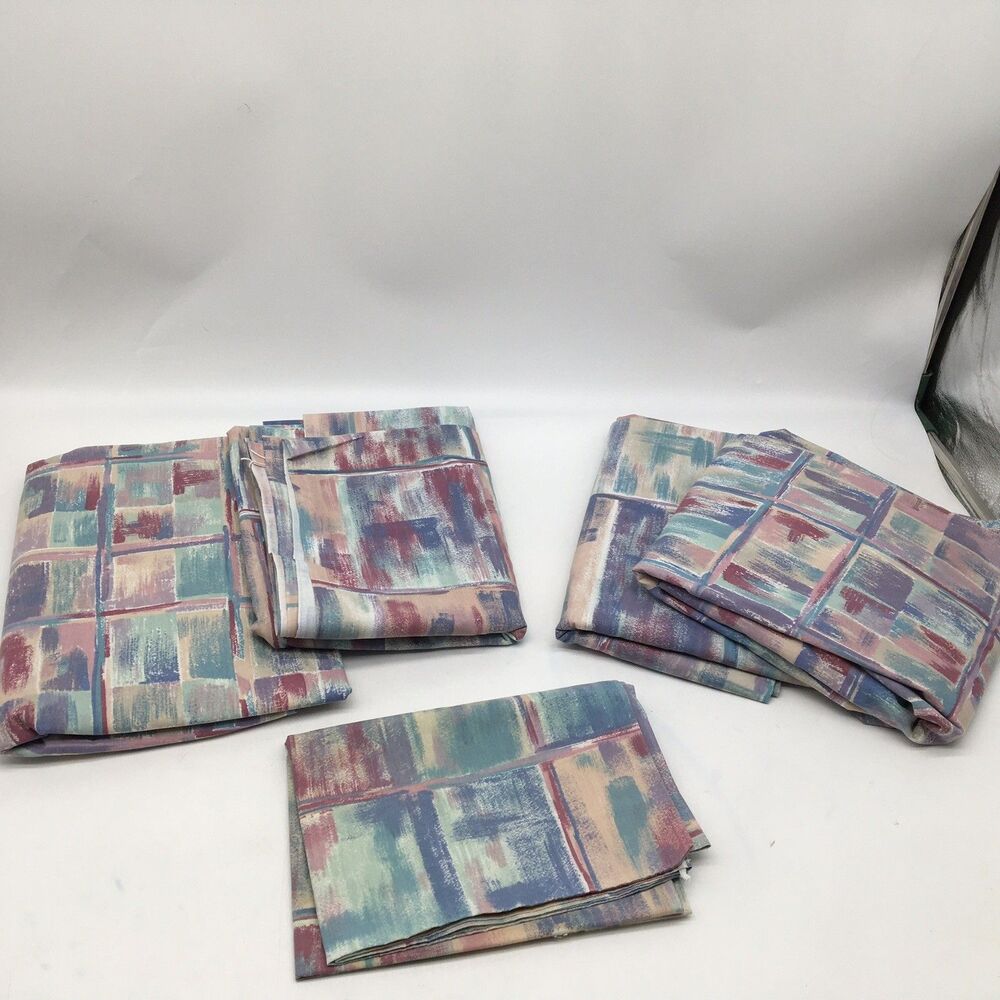 2 Thomaston Twin Sheet Sets Retro 80s/90s Watercolor Abstract Geometric Pastel